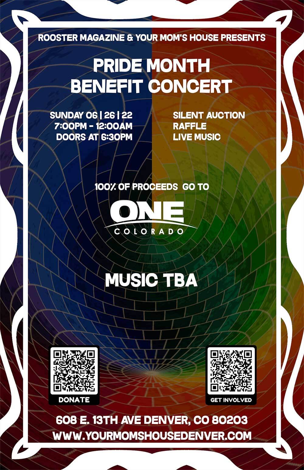 your moms house, rooster magazine, the rooster, one Colorado, pride benefit concert, Denver, lgbtq+, pride month